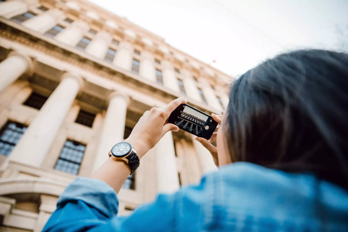 test Tourist taking photo of a building