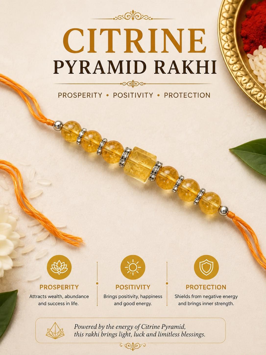 Citrine Crystal Rakhi