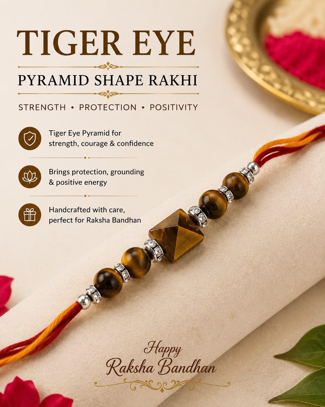 Tiger Eye Crystal Rakhi